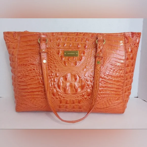 Brahmin Coral Melbourne Medium Asher Crocodile Embossed Leather Tote Bag - Picture 3 of 10